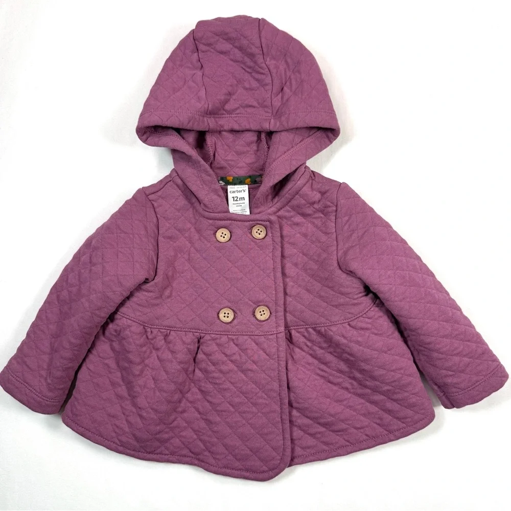 CARTER’S Baby‎ Girls Quilted Hooded Coat Jacket 12 Months Cozy Warm